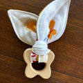 Baby Beech Wood Teether with Organic Cotton Fabric Tie