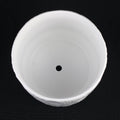 3-Piece White Stoneware Planter Pot Set with Embossed Texture