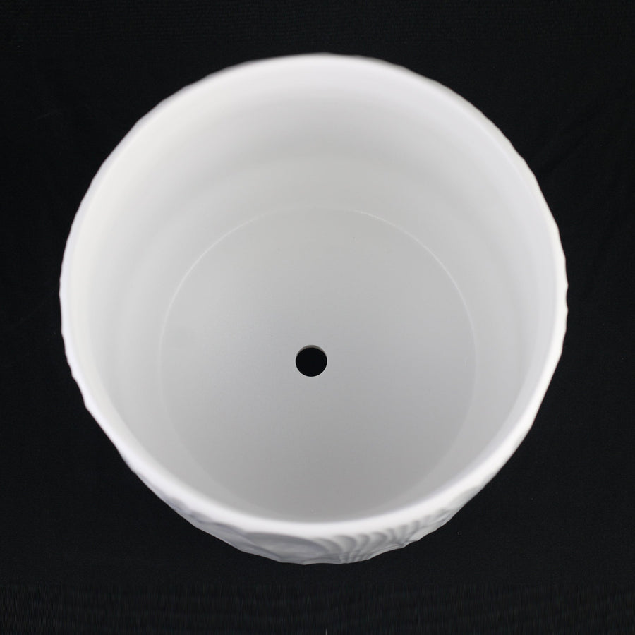 3-Piece White Stoneware Planter Pot Set with Embossed Texture