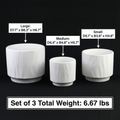 3-Piece White Stoneware Planter Pot Set with Embossed Texture