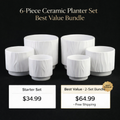 3-Piece White Stoneware Planter Pot Set with Embossed Texture 2-Pack sets(6 planters) - Best Value pot only no saucer