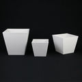 3-Piece White Plastic Square Planter Pot Set – Modern Tapered Design