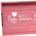 16" Dark Pink And White Happy Valentines Day Serving Tray With Handles