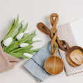 Olive Wood Spiral Salad Servers