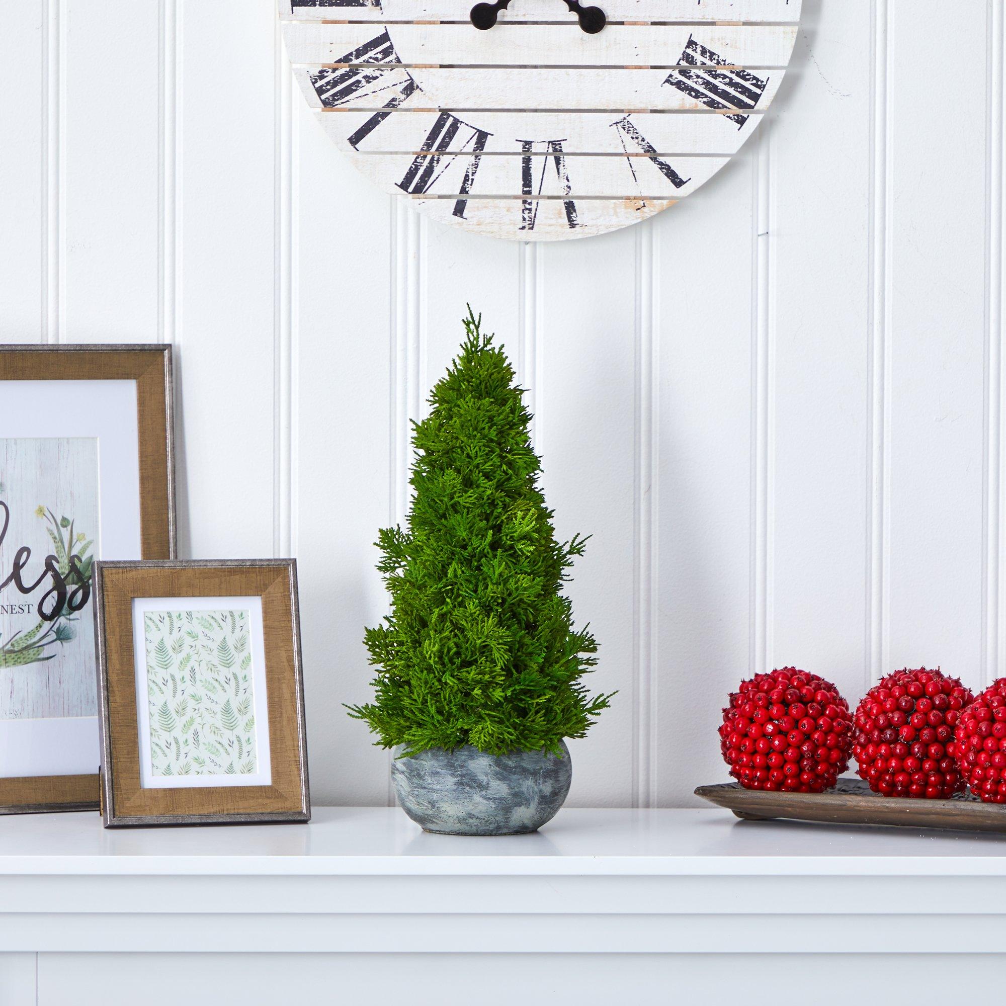 18” Cypress Cone Artificial Christmas Tree in Decorative Planter Main image
