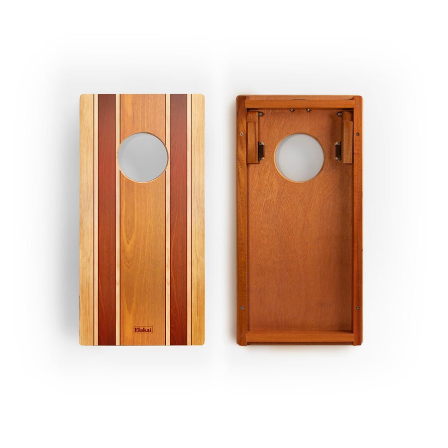 1ft x 2ft Graphic Wood Travel Cornhole Set | Natural Surf Beach Collection