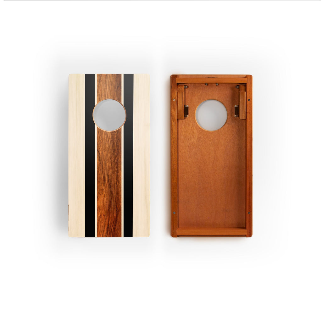 1ft x 2ft Graphic Wood Travel Cornhole Set | Natural Surf Beach Collection