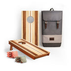 1ft x 2ft Graphic Wood Travel Cornhole Set | Natural Surf Beach Collection Medina Stripes