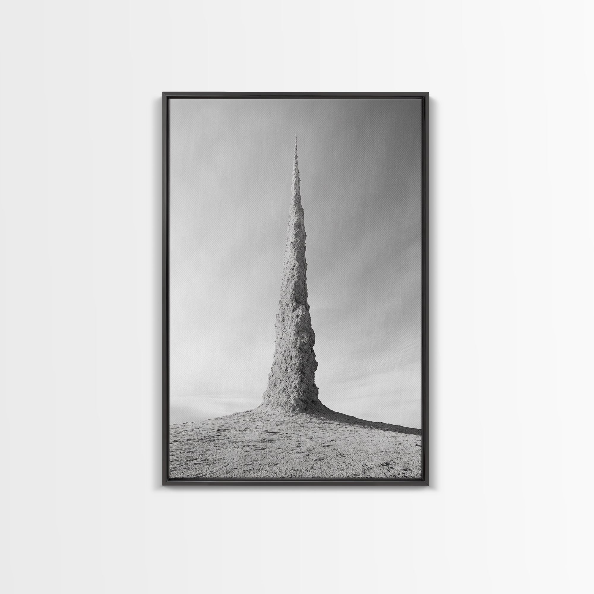 Rock Spire, Desert Sculpture, Abstract Form, Canvas Print, Surreal Landscape Art, Minimalist Wall Decor, Earthy Modern Home Accent Black Frame
