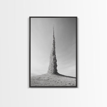 Rock Spire, Desert Sculpture, Abstract Form, Canvas Print, Surreal Landscape Art, Minimalist Wall Decor, Earthy Modern Home Accent Black Floater