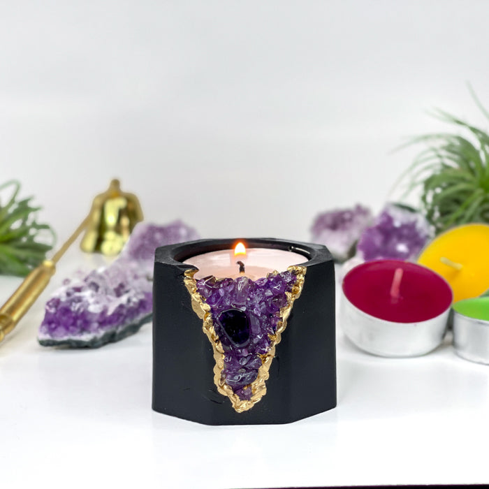 Dark Amethyst Candle Holder Secondary image
