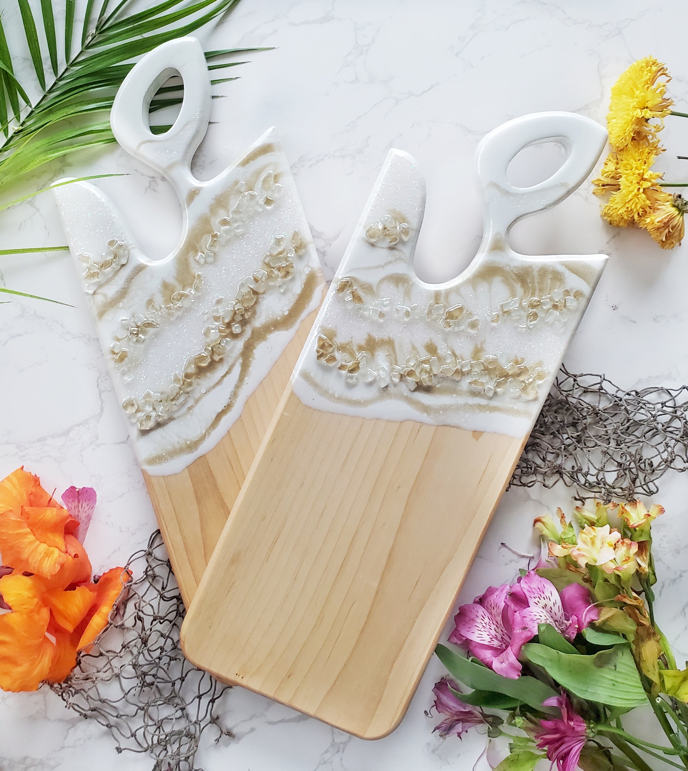 Medium Signature Handle Boards Maple White Gold Geode