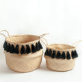 Black Tasseled Belly Baskets Medium + Large Set