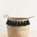 Black Tasseled Belly Baskets Large