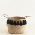 Black Tasseled Belly Baskets Medium