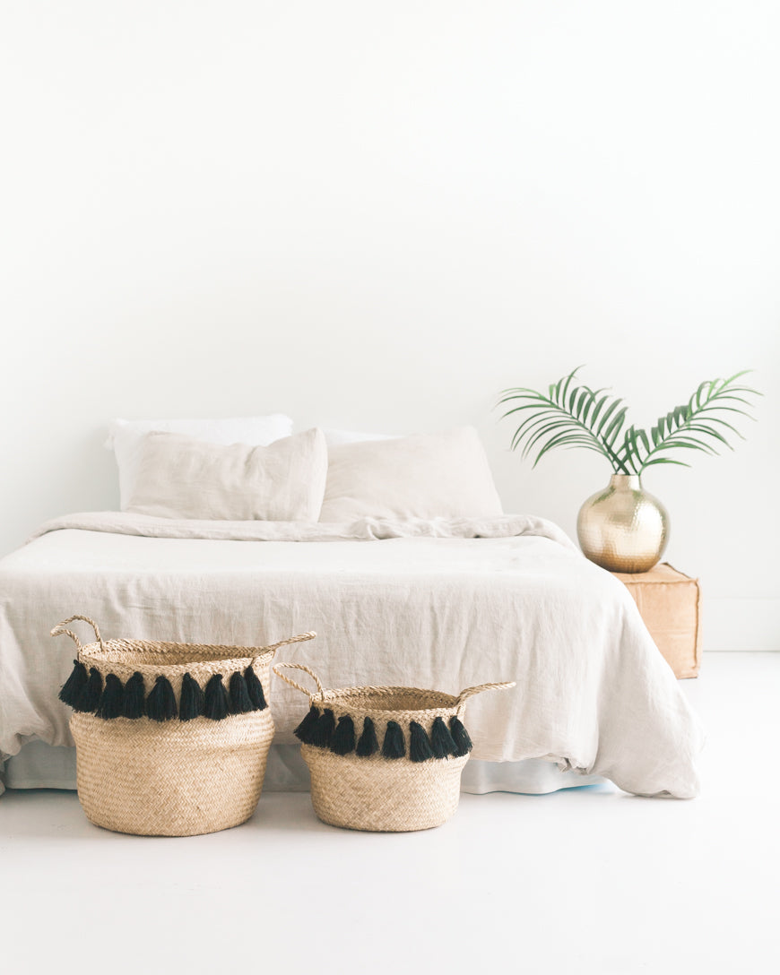 Black Tasseled Belly Baskets Secondary image