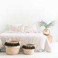 Black Tasseled Belly Baskets