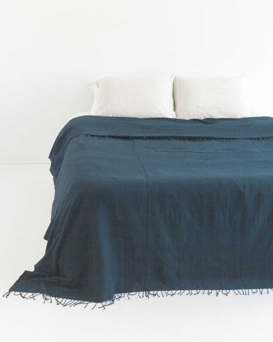 3 Panel Solid Cotton Blanket Navy 90 x 120 Main image