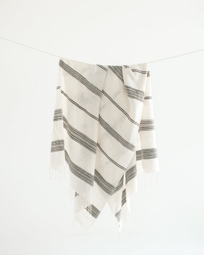Aden Cotton Bath Towel Natural with Grey