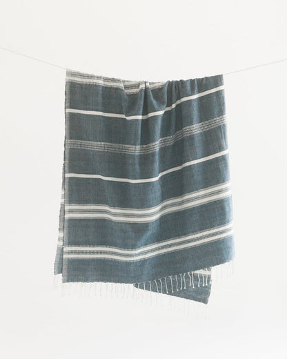 Aden Cotton Bath Towel Navy with Natural