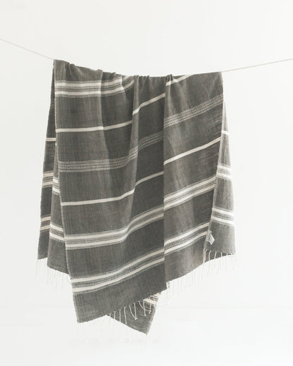Aden Cotton Bath Towel Grey with Natural