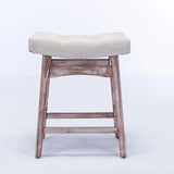 25" Beige Backless Counter Stools - Set of Two