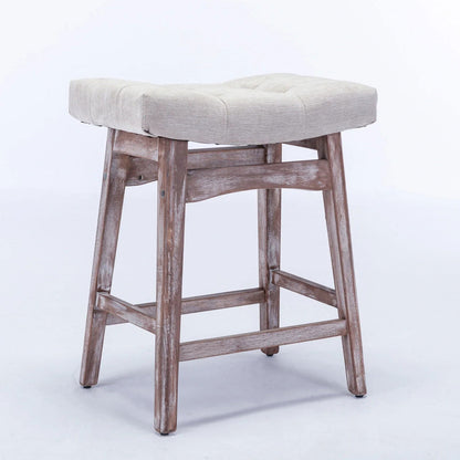 25" Beige Backless Counter Stools - Set of Two