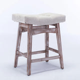 25" Beige Backless Counter Stools - Set of Two