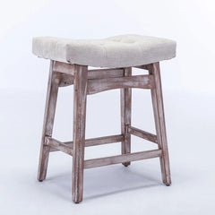 25" Beige Backless Counter Stools - Set of Two