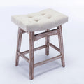25" Beige Backless Counter Stools - Set of Two