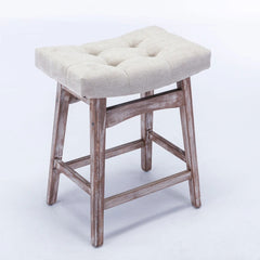 25" Beige Backless Counter Stools - Set of Two