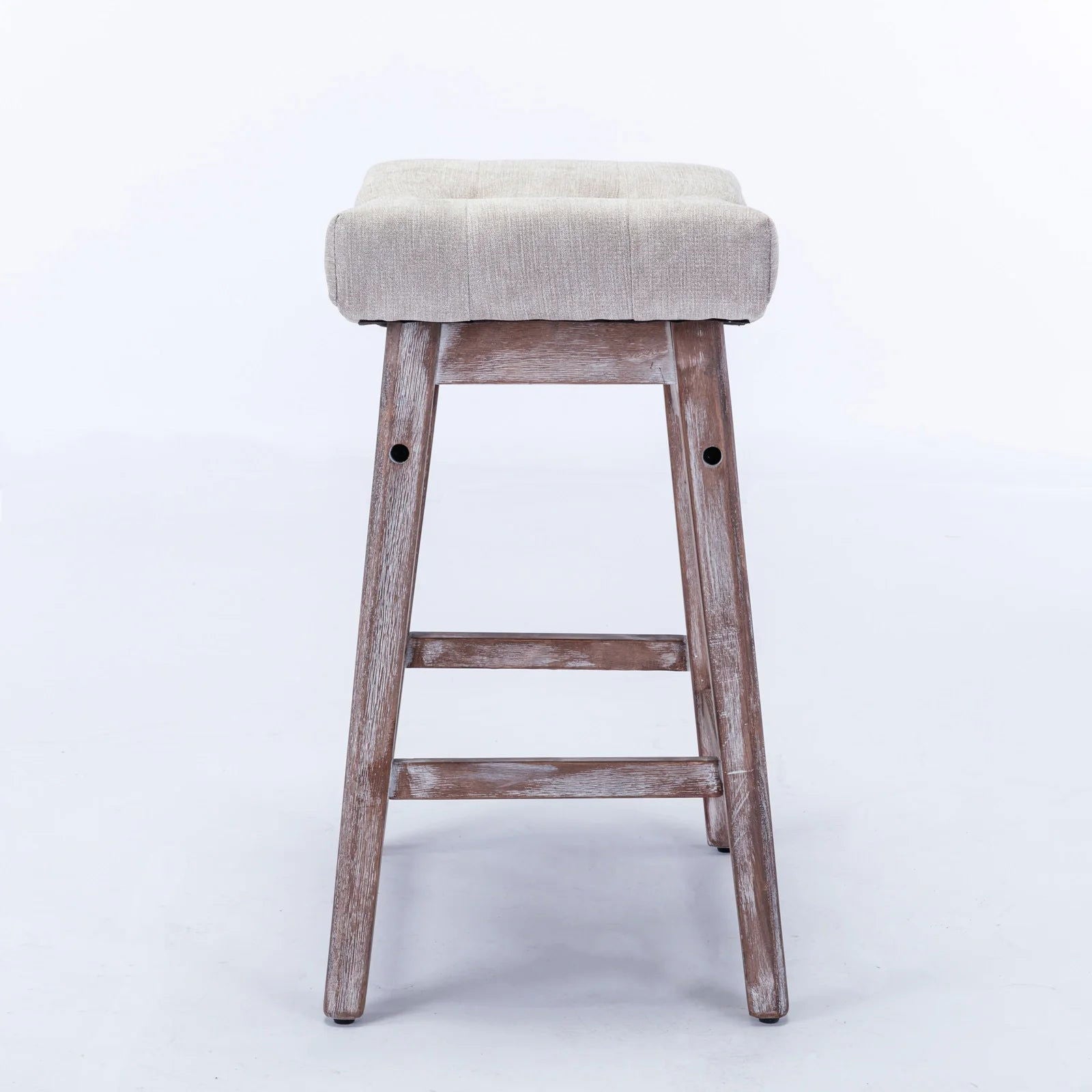 25" Beige Backless Counter Stools - Set of Two