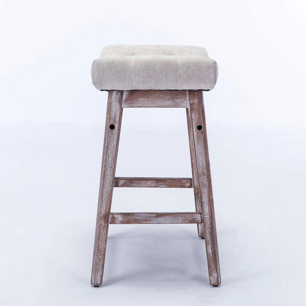 25" Beige Backless Counter Stools - Set of Two