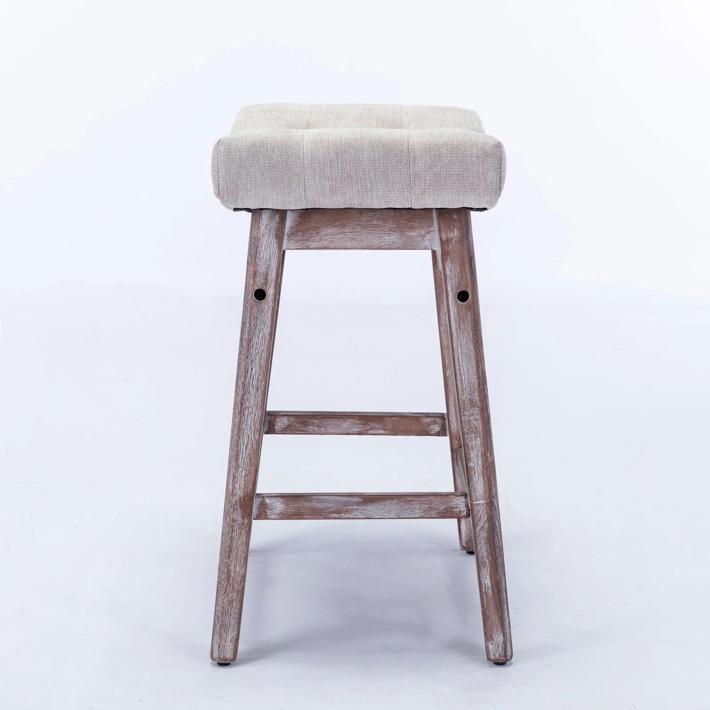 25" Beige Backless Counter Stools - Set of Two
