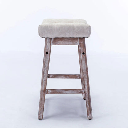 25" Beige Backless Counter Stools - Set of Two