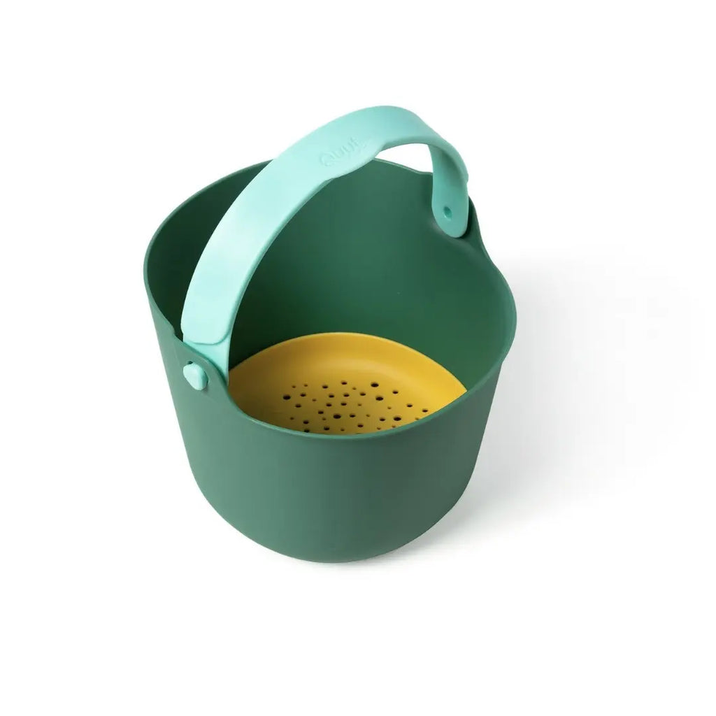 Bucki Spill-Proof Bucket – Kids Sieve Bucket for Beach Garden Green