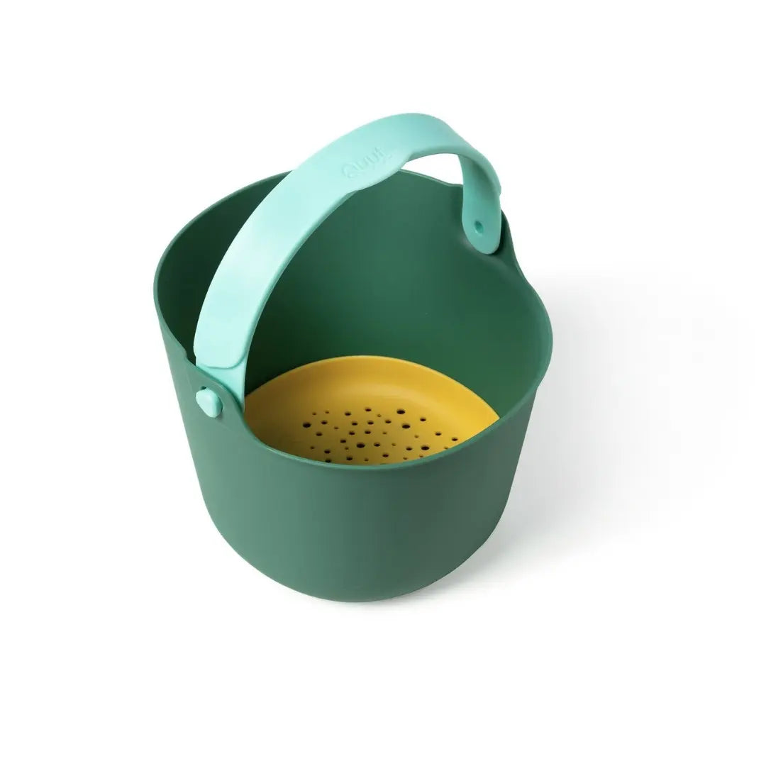 Bucki Spill-Proof Bucket – Kids Sieve Bucket for Beach Garden Green