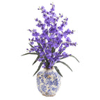 28” Dancing Lady Orchid Artificial Arrangement in Decorative Vase Purple