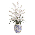 28” Dancing Lady Orchid Artificial Arrangement in Decorative Vase White