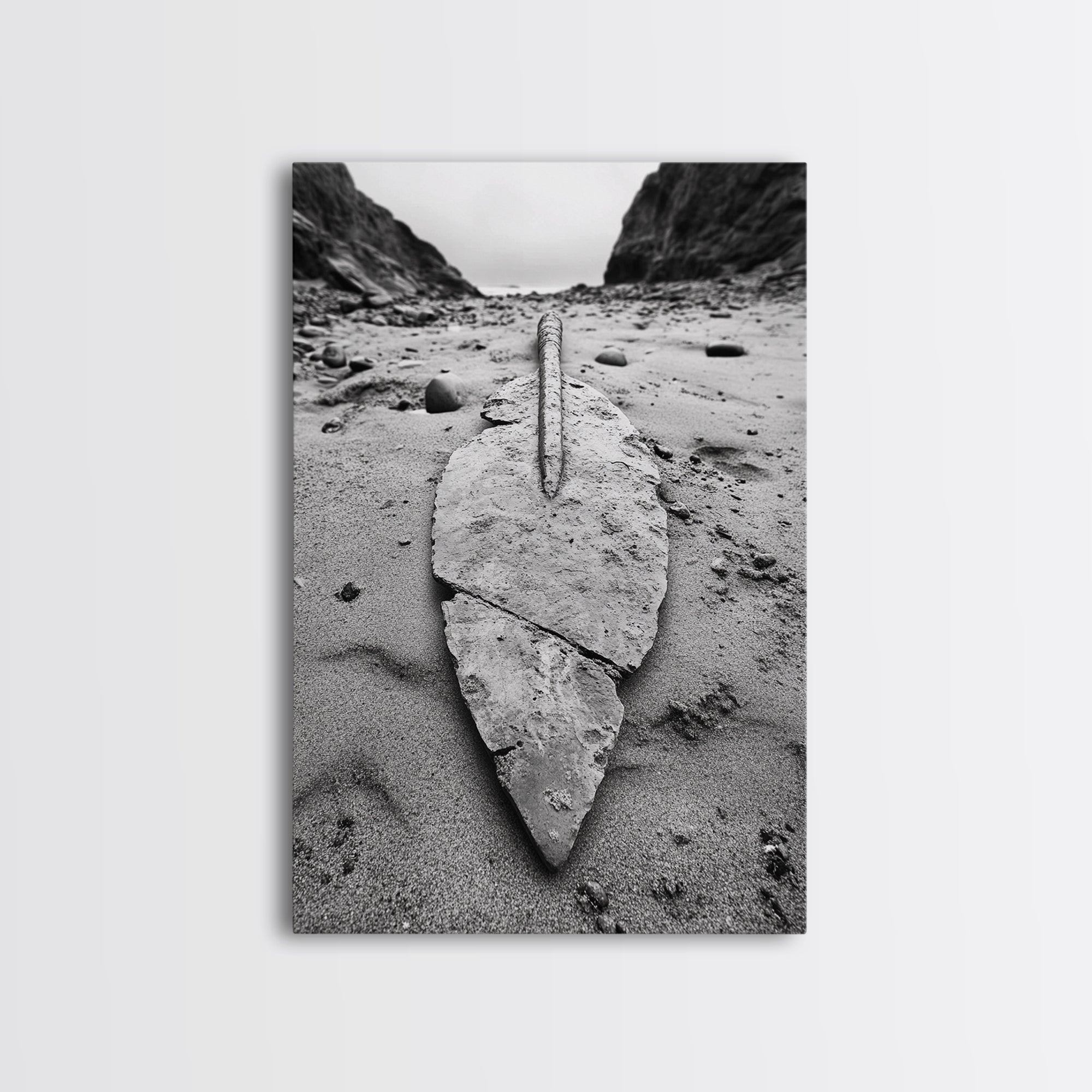 Fossil Rock Shore, Beach Minimalism, Sand Texture Art, Canvas Print, Coastal Wall Art, Natural History Decor, Abstract Earthy Art Gallery Wrap Canvas - Ready To Hang Main image