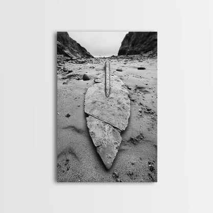 Fossil Rock Shore, Beach Minimalism, Sand Texture Art, Canvas Print, Coastal Wall Art, Natural History Decor, Abstract Earthy Art No Frame - Stretched Canvas Only