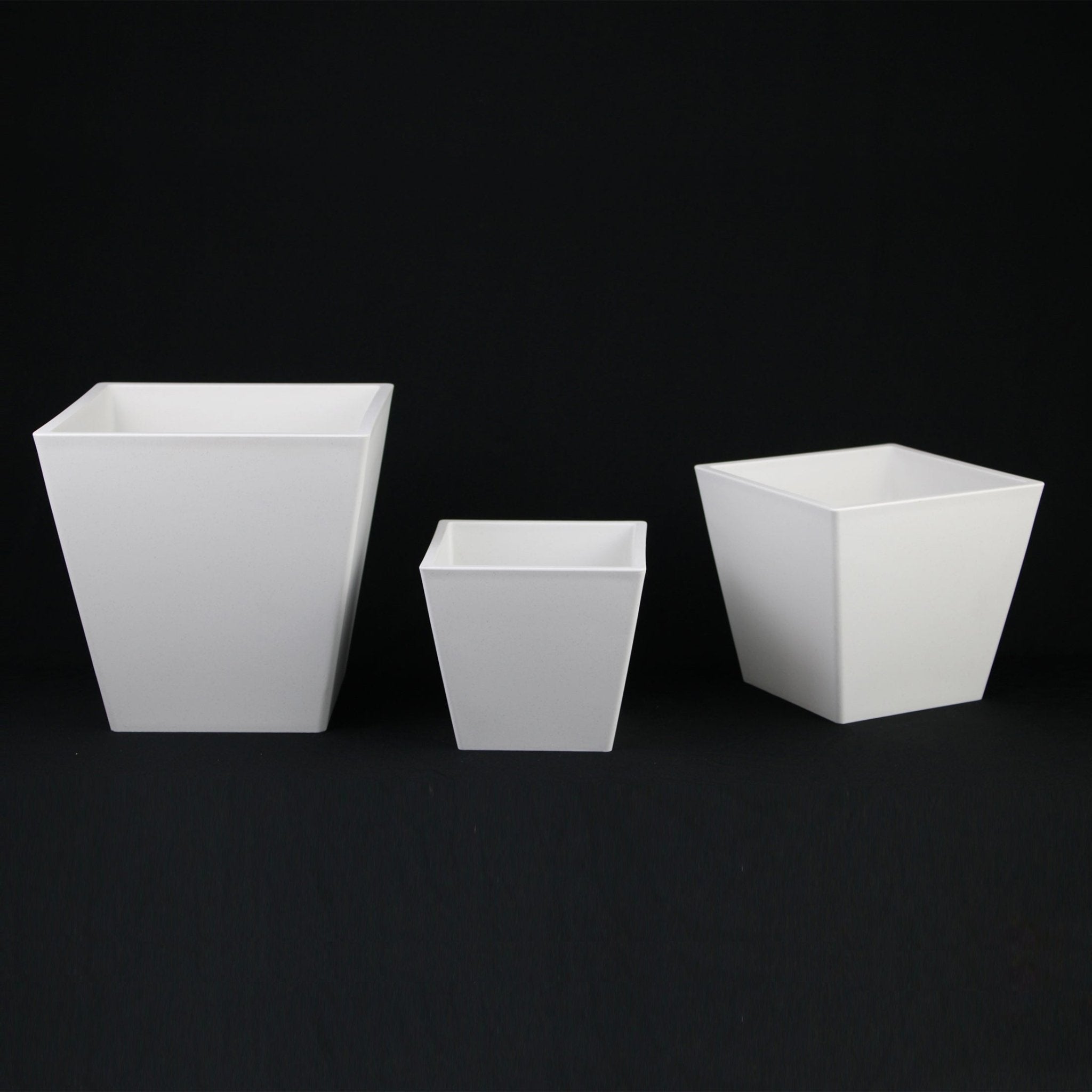 3-Piece White Plastic Square Planter Pot Set – Modern Tapered Design Secondary image