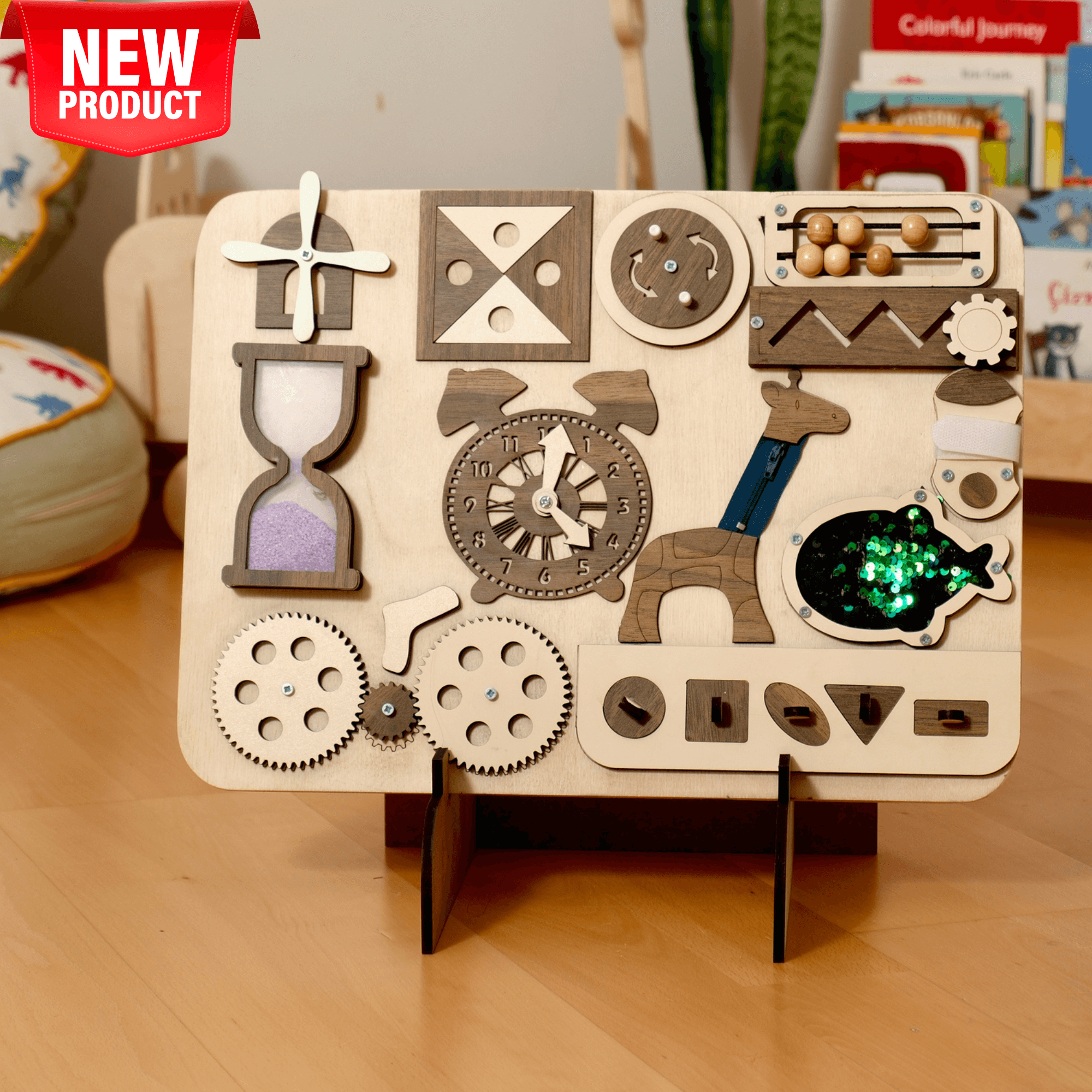 Wooden Busy Board for Toddlers Main image