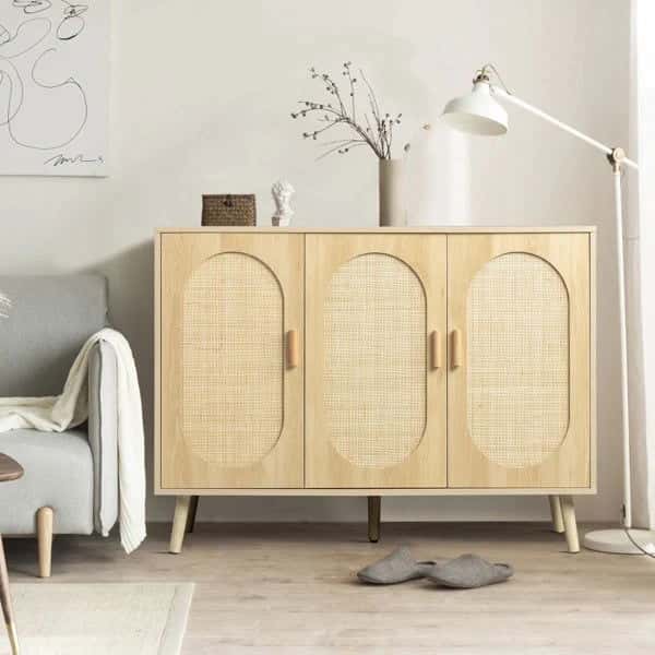 3 Door Rattan Shoe Storage Cabinet Default Title Main image
