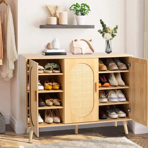 3 Door Rattan Shoe Storage Cabinet Secondary image