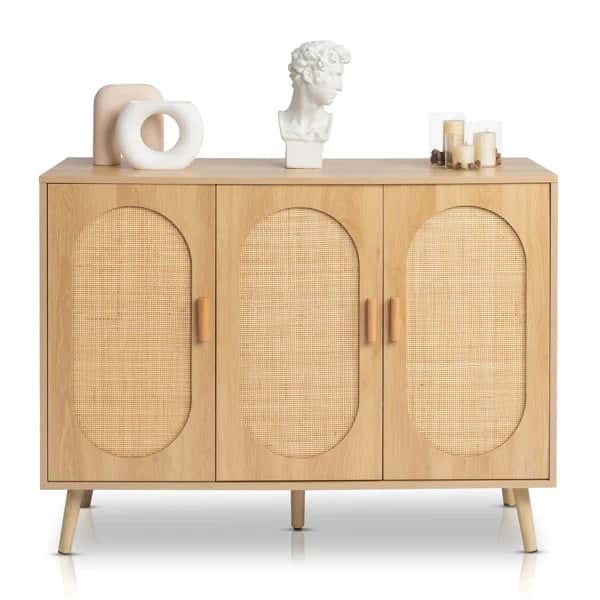 3 Door Rattan Shoe Storage Cabinet