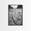 Fossil Rock Shore, Beach Minimalism, Sand Texture Art, Canvas Print, Coastal Wall Art, Natural History Decor, Abstract Earthy Art Walnut Frame