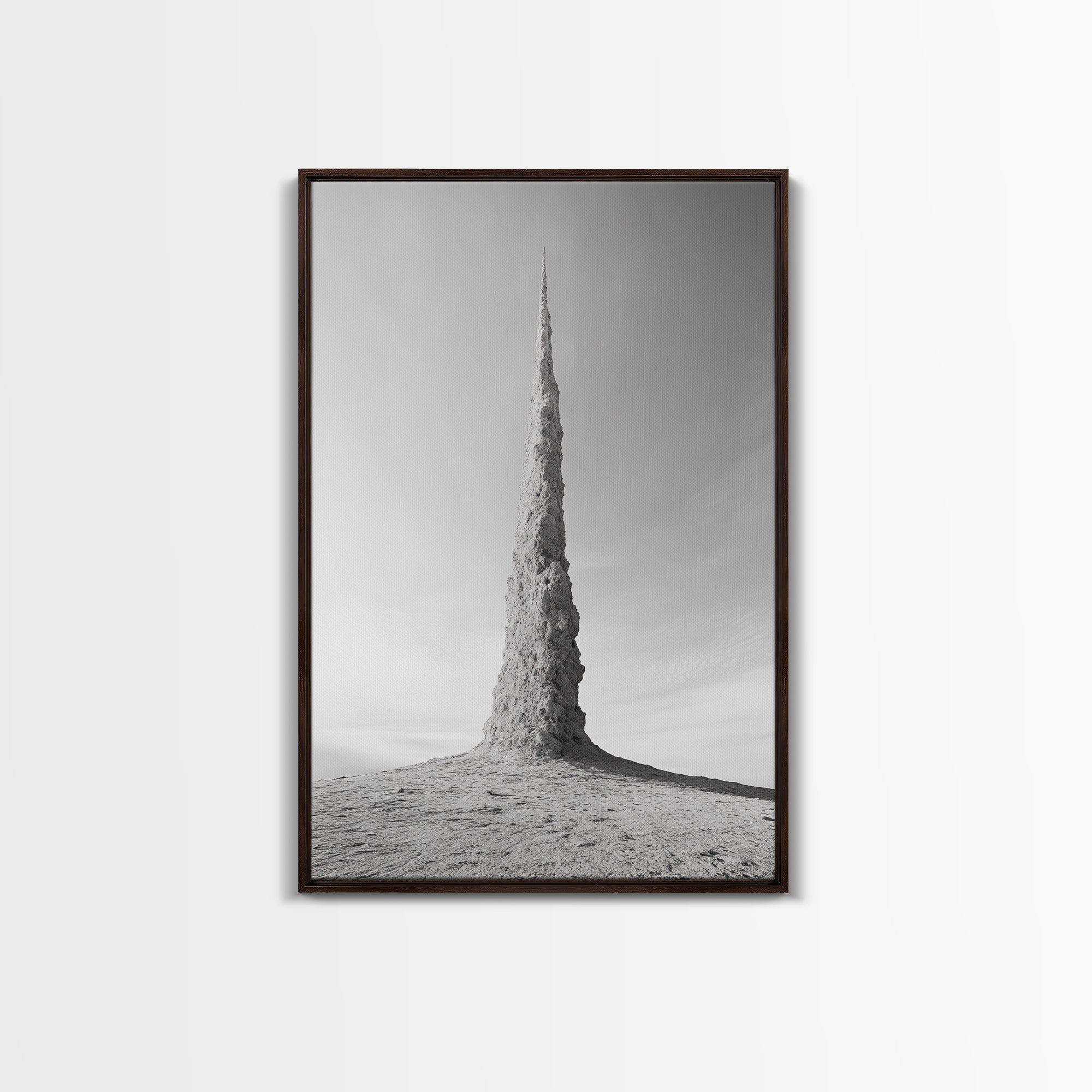 Rock Spire, Desert Sculpture, Abstract Form, Canvas Print, Surreal Landscape Art, Minimalist Wall Decor, Earthy Modern Home Accent Walnut Frame