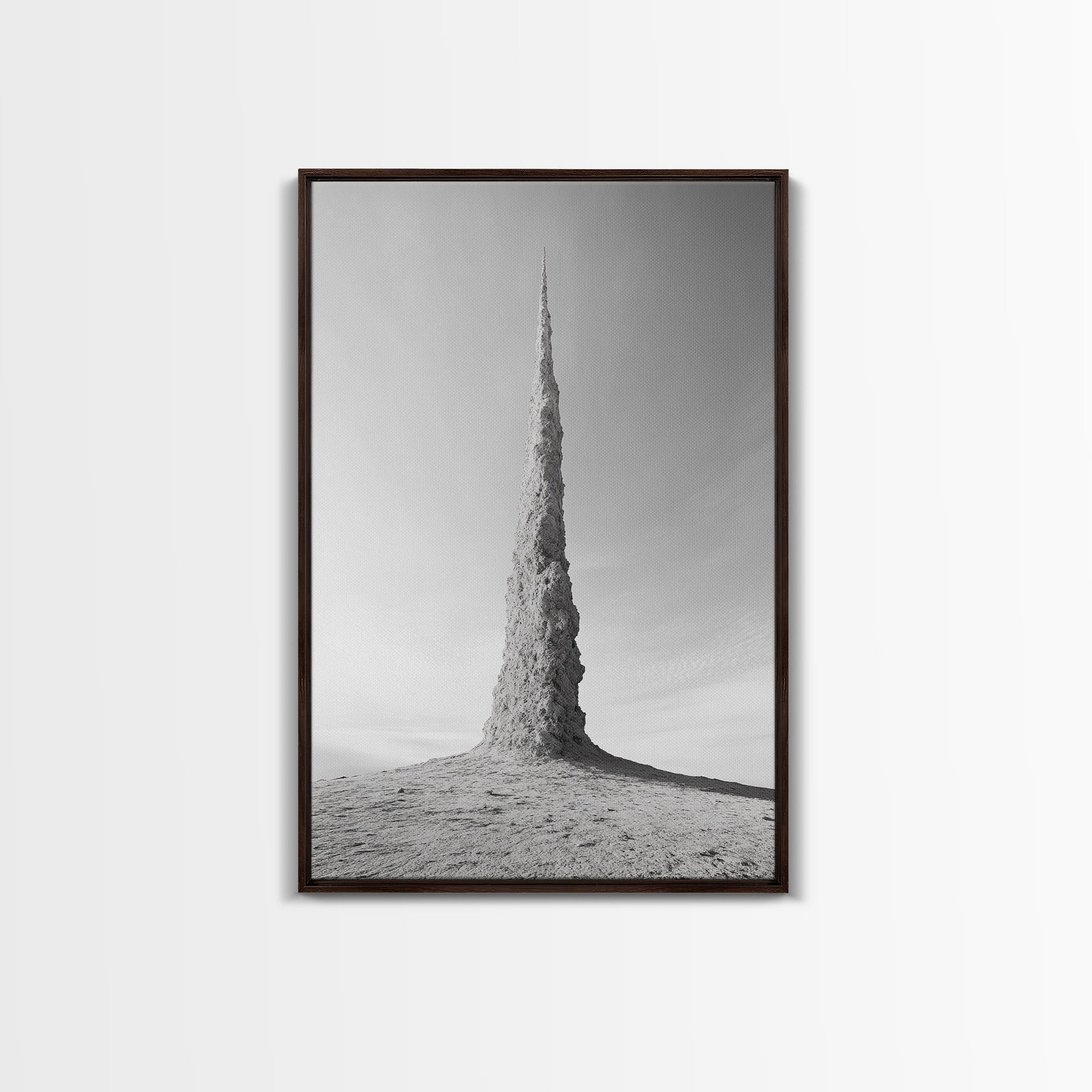 Rock Spire, Desert Sculpture, Abstract Form, Canvas Print, Surreal Landscape Art, Minimalist Wall Decor, Earthy Modern Home Accent Dark Brown Floater