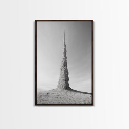 Rock Spire, Desert Sculpture, Abstract Form, Canvas Print, Surreal Landscape Art, Minimalist Wall Decor, Earthy Modern Home Accent Dark Brown Floater